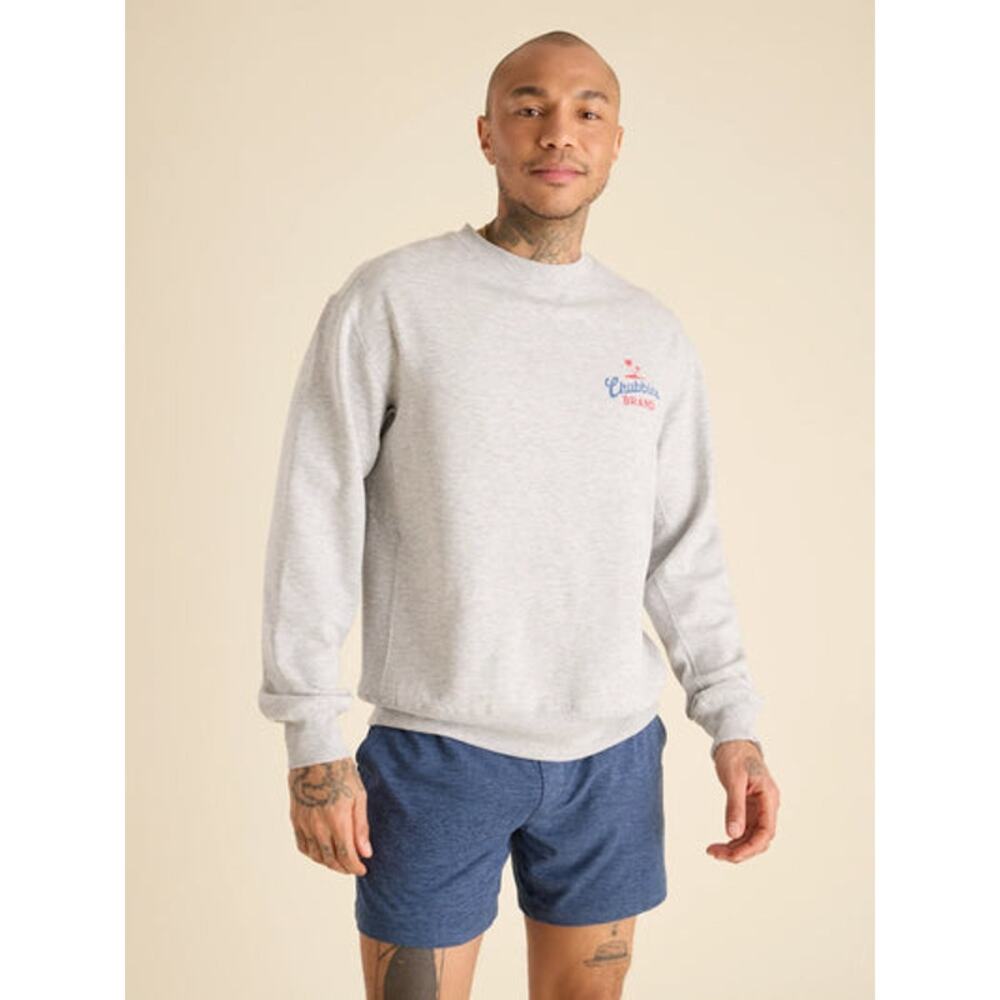 NWT Chubbies Grey Heather Soft Terry The #1 Fan Crewneck Sweatshirt Men's Large